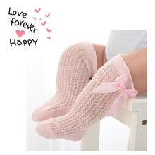 Load image into Gallery viewer, Non-slip Cotton Princess Knee High Long Skin-friendly Socks With Bow Mesh Newborn For Baby Girls
