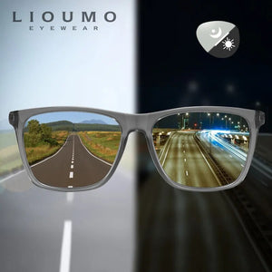 LIOUMO Square Design Chameleon Polarized Sunglasses Men Women Photochromic Driving Goggles Retro Anti-Glare gafas de sol hombre