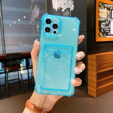 Load image into Gallery viewer, Transparent Wallet Case For iPhone 14 13 12 Pro Max Mini  Shockproof Cover with Card Slots Pockets Slim Fit Thin Protective Soft Shock-Absorbing Lightweight Wallet Case

