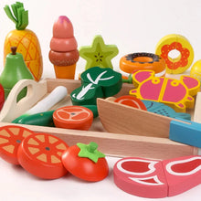 Load image into Gallery viewer, Simulation Kitchen Pretend Toy Wooden Classic Game Montessori Educational Toy For Children Kids Gift Cutting Fruit Vegetable Set
