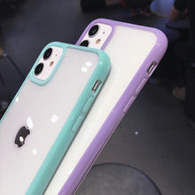 Load image into Gallery viewer, Transparent Shockproof Bumper Phone Case For iPhone 11 12 13 14 Pro Max Mini Cute Candy Color Hard Cover  Luxurious Translucent Case for iPhone
