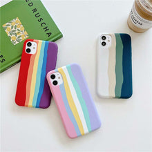 Load image into Gallery viewer, Luxury Rainbow Silicone Case For iPhone 11 X Xr Xs Max Case 12 11 Pro Max 6 6s 7 8 Plus Modern Colorful Shockproof Back Cover Rainbow Color Soft Silicon Back Cover Case
