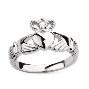 Women's Silver Color Stainless Steel Lrish Claddagh Promise Friendship Band Ring