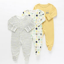 Load image into Gallery viewer, 3Pcs Baby unisex Rompers  Long Sleeve Sleep suit Cartoon Jumpsuit Baby Pajamas Stes For Kids Between 0-12Months
