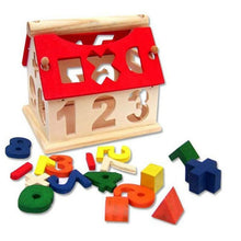 Load image into Gallery viewer, Children's Colour Wooden House With Shape Children Early Educational Model Assembling Blocks Develop Intelligence Game Toy
