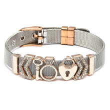 Load image into Gallery viewer, Fashion Stainless Steel Woman and Men Bracelet Mesh Bracelet Set Crystal Heart Anchor Charm Fine Bracelet Bangle For Female Lover
