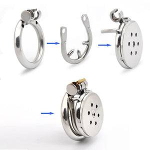 CHASTE BIRD  Super Small Stainless Steel Male Cock Penis Trumpet Cage Chastity Device Anti-Off Ring Urethral Catheter V4 Lock