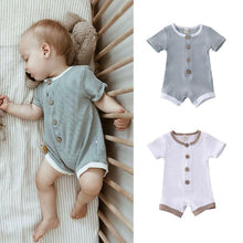 Load image into Gallery viewer, Infant Baby Boys Girls Clothes Ribbed Solid Romper Jumpsuit In Retro Deisgn For Kids
