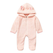 Load image into Gallery viewer, New Winter Trend Warm Newborn Baby Boy Solid Hooded Baby Romper Warm Coat Fleece Jumpsuit Infant Outwear For Boys And Girls
