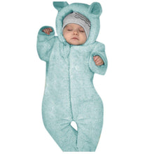 Load image into Gallery viewer, New Winter Trend Warm Newborn Baby Boy Solid Hooded Baby Romper Warm Coat Fleece Jumpsuit Infant Outwear For Boys And Girls
