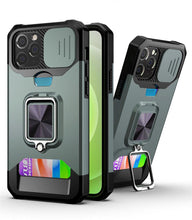 Load image into Gallery viewer, Heavy Duty Kickstand Stand Ring Shockproof Protective Cases Cover Camera Protection Magnetic Holder Case For iPhone 14 13 12 Pro Max Shockproof Card Slot Stand Cover
