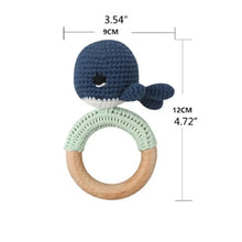Load image into Gallery viewer, BPA Free Baby Wooden Teether Crochet Rattle Toy for Newborns

