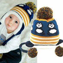 Load image into Gallery viewer, Modern New Baby Boys and Girls Winter Warm Knitted Crochet Ear flap Beanie Wool Cute Penguin Cap For Kids
