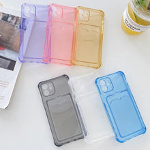 Load image into Gallery viewer, Transparent Wallet Case For iPhone 14 13 12 Pro Max Mini  Shockproof Cover with Card Slots Pockets Slim Fit Thin Protective Soft Shock-Absorbing Lightweight Wallet Case
