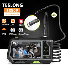 Load image into Gallery viewer, TESLONG NTS500 5.0&quot; LCD Screen 5.5mm Dual Lens Endoscope Camera HD 1080P Digital Videoscope Pipe Car Inspection Borescope 32GB
