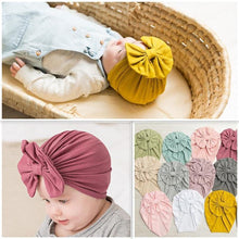 Load image into Gallery viewer, Luxury Modern Baby Headband Hat Bowknot Print Cotton Stretchy Turban Headband Infant Head Wrap Beanie Hat  For Babies and Kids
