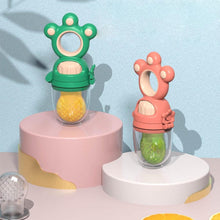 Load image into Gallery viewer, Modern Rotary Seal Non Slip Home Safe Baby Fruit Feeder Pacifier Fresh Food Bite Bag Soft Silicone Teething Toy For baby and Kids
