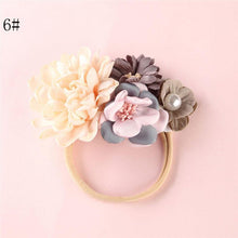 Load image into Gallery viewer, Modern Fashion Floral Headband Newborn Baby Elastic Hairbands Pearl Fresh Style Bow Knot For Girls
