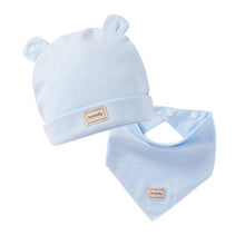 Load image into Gallery viewer, Cute Kids Hat with Bibs Candy Solid Colors for Boys and Girls Beanies Hats Cotton new Born Baby caps &amp; Bibs
