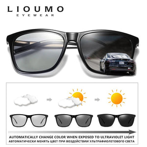 LIOUMO Square Design Chameleon Polarized Sunglasses Men Women Photochromic Driving Goggles Retro Anti-Glare gafas de sol hombre