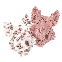 Load image into Gallery viewer, Baby Summer Clothing Infant Newborn Baby Girl Floral Romper Sleeveless Ruffled Jumpsuits With Headband
