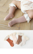 Load image into Gallery viewer, Newborn Baby Girl Socks Lace Baby Knee Socks Anti Slip Cotton Long Socks for Girls In retro Vintage Style
