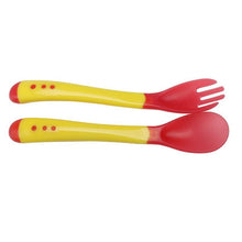 Load image into Gallery viewer, Unique Spoon and Fork Set For Newborn Baby Eating Training Easy To Hold for  Feeding Food Children Flatware Feeding Forks
