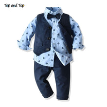 Load image into Gallery viewer, Luxury Modern Outfit Autumn Fashion Baby Boys Gentleman Bow Tie Rompers Pants Suit Baby Set For Celebrations
