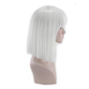 Synthetic Hair Short Wig With Bangs Cosplay Wigs For Women Straight Bob Wig Korean Pink Red Brown Blue Green White Purple Grey
