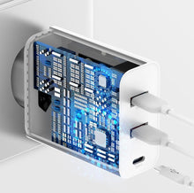 Load image into Gallery viewer, 3 Ports USB Fast Charger 60W Support Quick Charge  Type-C PD Charger QC 4.0 3.0 Phone Charger
