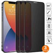 Load image into Gallery viewer, 3Pcs Privacy Tempered Glass For iPhone 14 13 12 11 Pro XS Max XR Anti-Spy Screen protectors For iPhone 7 8 Plus SE2020 Glass Privacy Screen Protector Anti-Spy Tempered Glass Film Anti-Scratch 9H HD Screen Protector for iPhone
