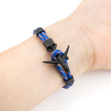 Load image into Gallery viewer, Elegant Modern Fashion Black Anchor Luxury Bracelets For Men And Women Charm Rope Chain Couple Bracelet Metal Airplane Leather Hooks Homme Jewelry
