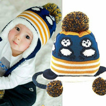 Load image into Gallery viewer, Modern New Baby Boys and Girls Winter Warm Knitted Crochet Ear flap Beanie Wool Cute Penguin Cap For Kids
