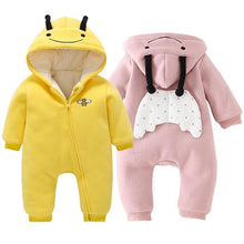 Load image into Gallery viewer, Elegant Baby Clothes Rompers Jumpsuits Newborn Cartoon Little Bee Rabbit Ears Zipper Clothes Cotton Jackets For Kids

