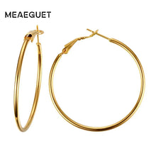 Load image into Gallery viewer, Meaeguet Stainless Steel Elegant Women&#39;s Exaggerated Big Circle Hoop Earrings Simple Loop Earring Jewelry Brinco
