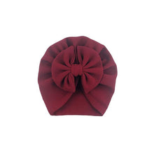 Load image into Gallery viewer, Handamde Elegant Baby Hats for Girls Big Bow Turban Hat Newborn  Baby Beanie Cap Solid Color Style
