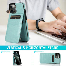Load image into Gallery viewer, Luxury Cards Case For iPhone 14 13 12 Mini 11 Pro Max Durable Leather Strong Stand Holder Phone Cover Magnetic Flip Case For Women Girls With Card Holder Secure Card Holder

