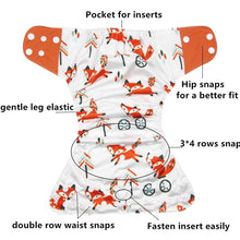 Load image into Gallery viewer, 4PCS Set Diaper Cover Washable Diaper Eco-friendly Ecological Adjustable Baby Nappy Reusable Cloth Diapers In Printed Design For Baby and Kids

