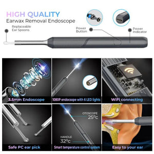 Wireless Smart Visual Ear Cleaner Otoscope NP20 Ear Wax Removal Tool with Camera Ear Endoscope 1080P Kit for iPhone iPad Android