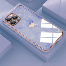 Load image into Gallery viewer, Luxury Shockproof Soft Case For iPhone 13 12 11 Pro Max XS XR X R 8 7 Plus iPhone12 12Pro iPhone11 Marble Texture Covers  Luxury Love Phone Case Cute Side Small Heart Pattern Soft Shockproof Full Lens Case for iPhone

