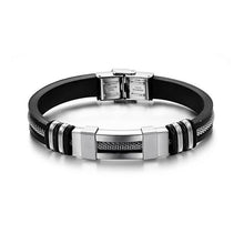 Load image into Gallery viewer, Stainless Steel Silicone Bracelet Men Jewelry Wrist Band Punk Style  Men Rubber Charm Brecelet
