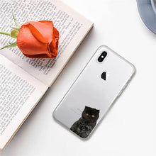 Load image into Gallery viewer, Cute black cat Phone Case for iphone 13 11 12 pro XS MAX 8 7 6 6S Plus X 5S SE 2020 XR case  Cute Cat Slim Fit Glossy Stylish Cover Soft Shockproof Phone Case
