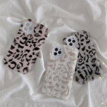 Load image into Gallery viewer, Fashion Fluffy Plush Leopard Camera Protection Phone Case For iphone 13 11 12 Pro MAX X XS XR Winter Warm Girl  Soft and Comfortable Case Unique Design Soft Cover
