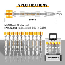 Load image into Gallery viewer, WORKPRO 10 Pcs 65mm Magnetic Screwdriver Bits Set Double-ended bits with magnetic ring PH2 Screw Repair Tool for Home Appliances
