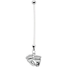 Load image into Gallery viewer, Stainless Steel Baby Foot Prints Pregnant Belly Ring
