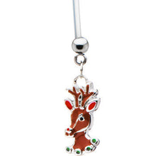 Load image into Gallery viewer, Stainless Steel Holiday Reindeer Pregnant Belly Ring
