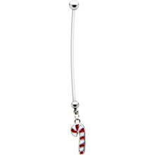 Load image into Gallery viewer, Stainless Steel Holiday Candy Cane Pregnant Belly Ring
