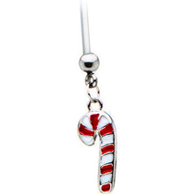 Load image into Gallery viewer, Stainless Steel Holiday Candy Cane Pregnant Belly Ring
