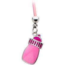 Load image into Gallery viewer, Pink Baby Bottle Pregnant Belly Ring
