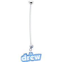 Load image into Gallery viewer, Custom Flexible PTFE Blue Personalized Name Pregnancy Belly Ring
